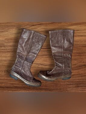 vintage Rosa Mosa mid-calf inner zipper clog boots,